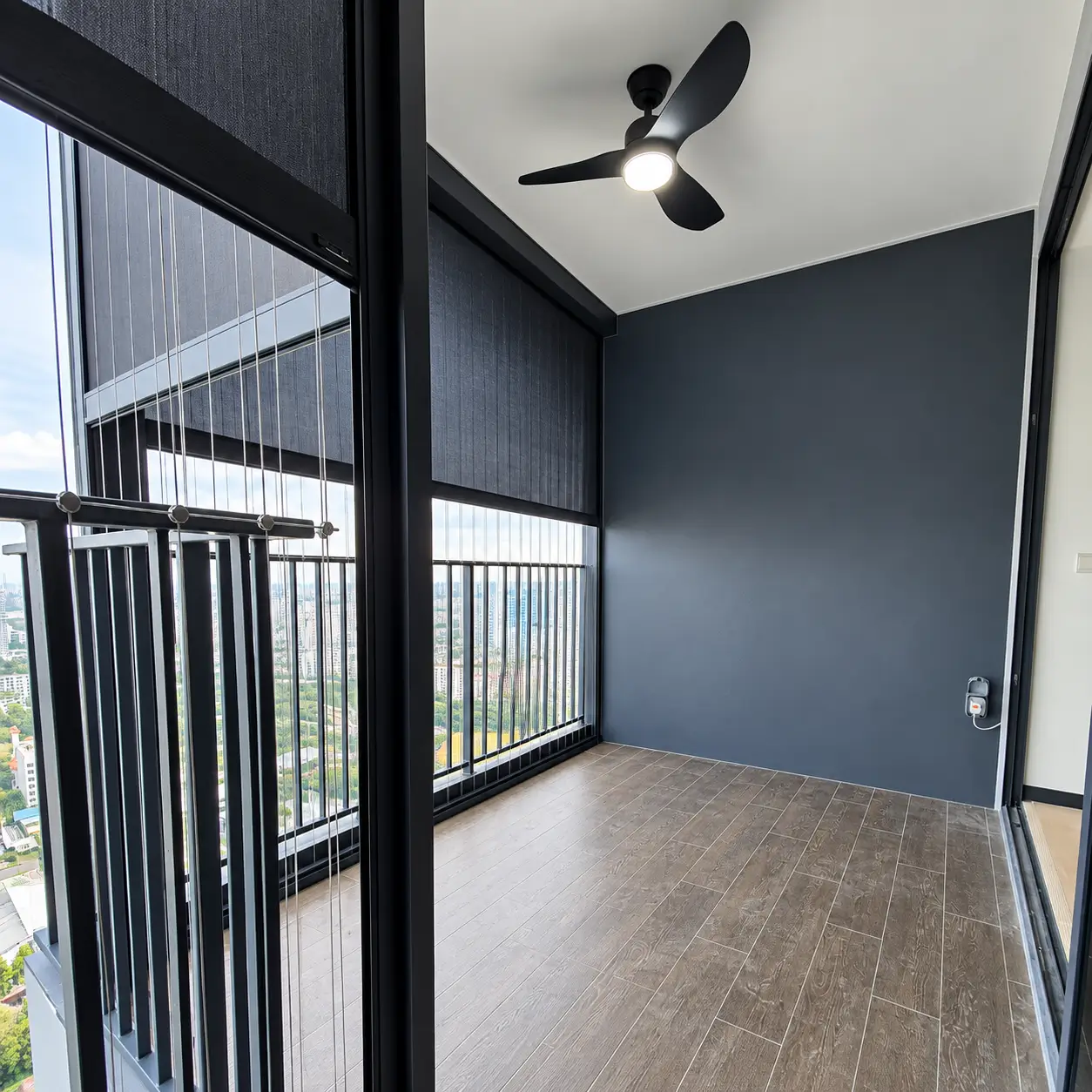 Zip blinds on a covered balcony
