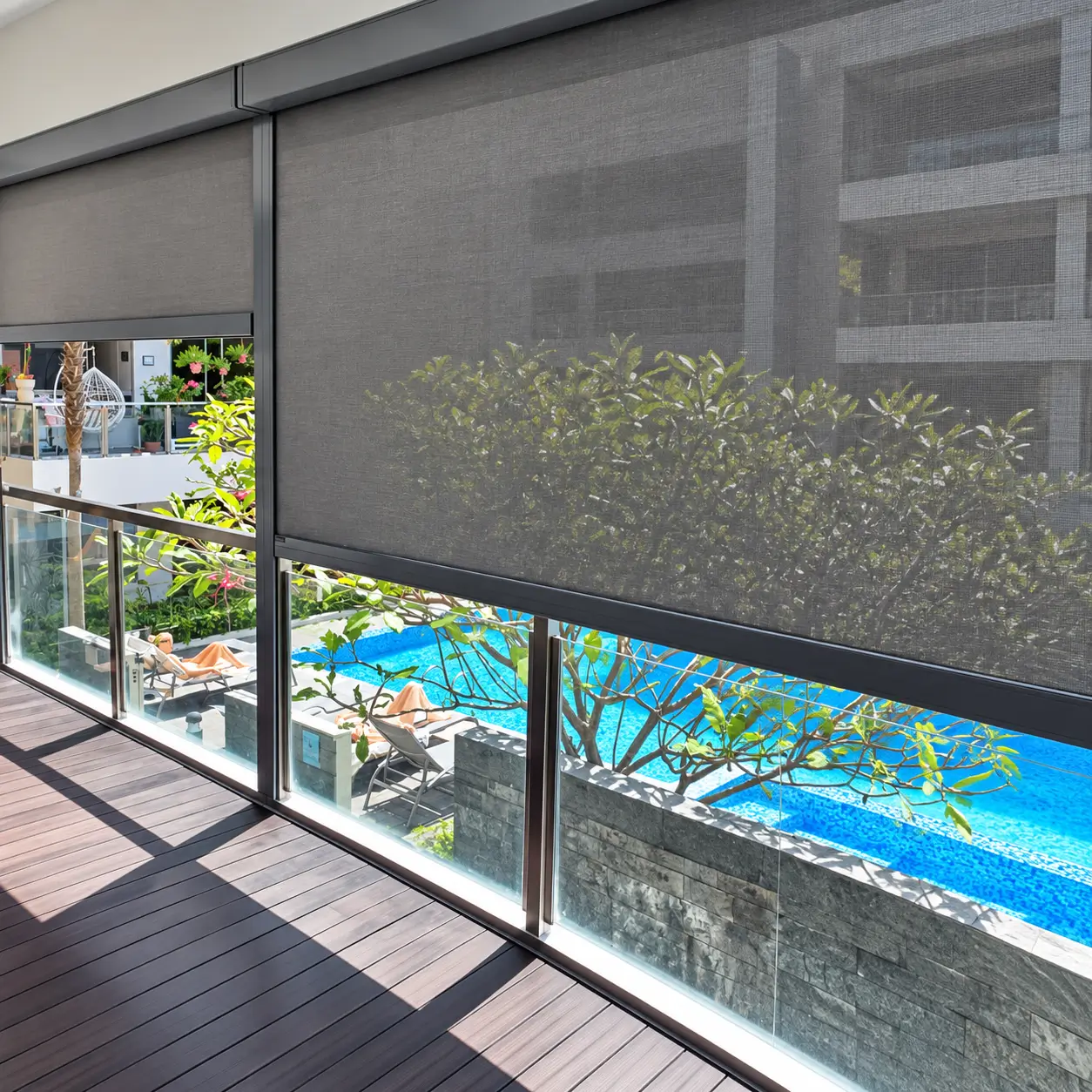 Zip blinds in a living room